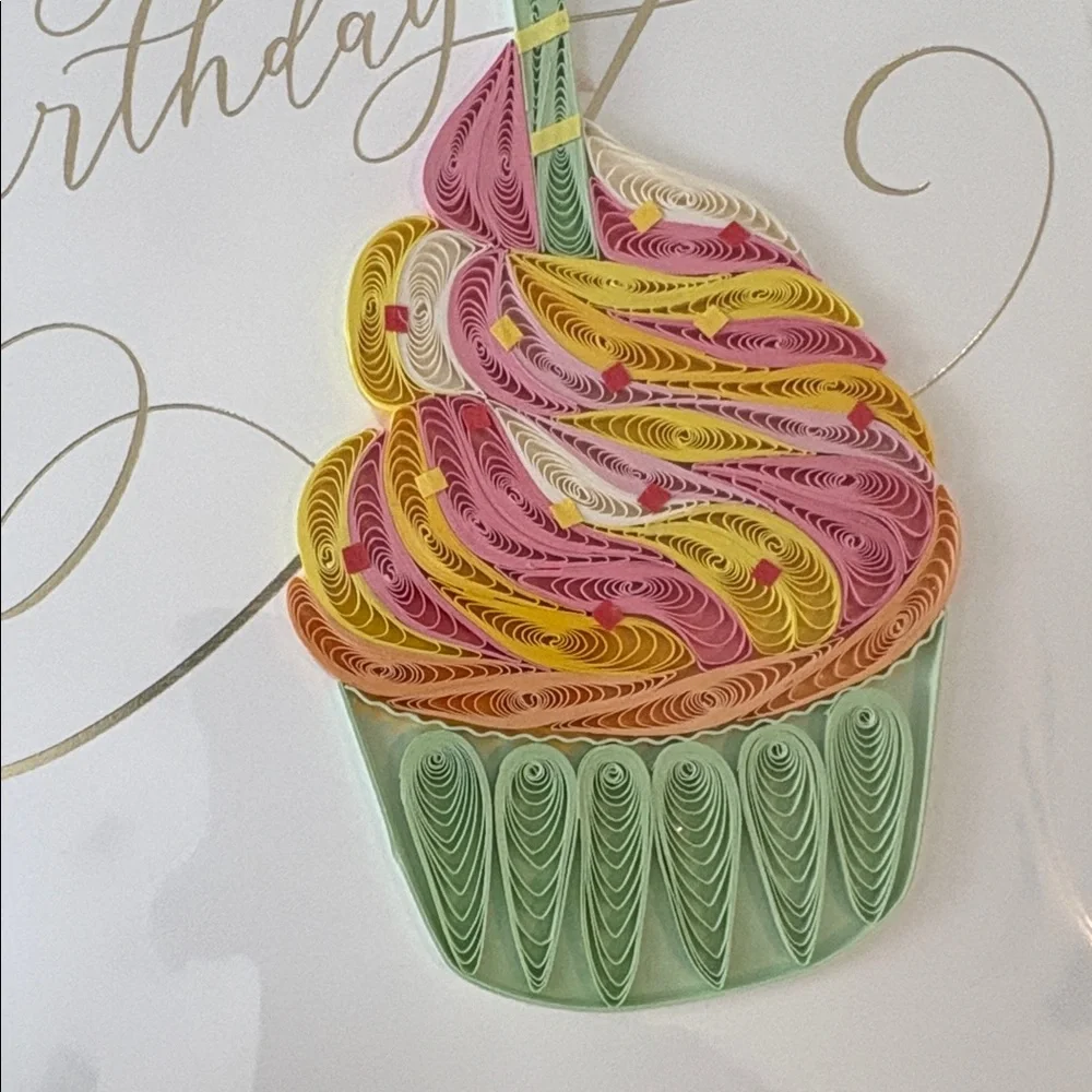 🆕Papyrus Quilled Paper Cupcake Birthday Greeting Card